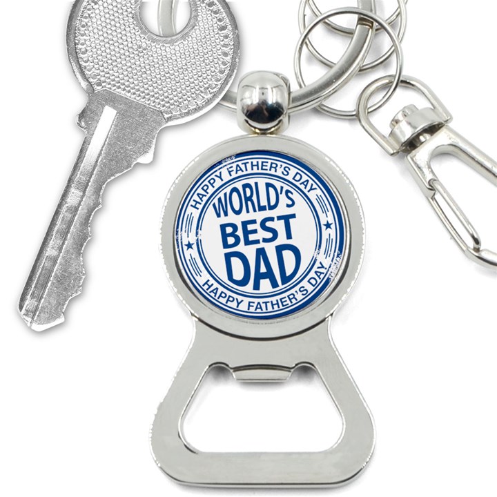 Fathers Day Rubber Stamp Effect Bottle Opener Key Chain