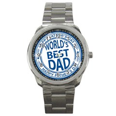 Fathers Day Rubber Stamp Effect Sport Metal Watch by Zandiepants