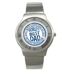 Fathers Day Rubber Stamp Effect Stainless Steel Watch (slim) by Zandiepants