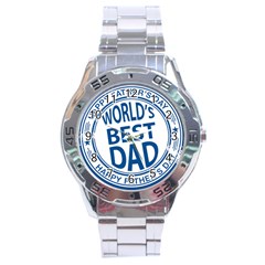 Fathers Day Rubber Stamp Effect Stainless Steel Watch by Zandiepants