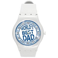 Fathers Day Rubber Stamp Effect Plastic Sport Watch (medium) by Zandiepants