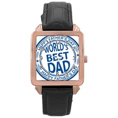 Fathers Day Rubber Stamp Effect Rose Gold Leather Watch  by Zandiepants