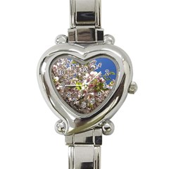 Cherry Blossoms Heart Italian Charm Watch 