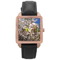 Cherry Blossoms Rose Gold Leather Watch  by DmitrysTravels