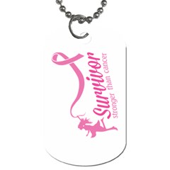 Survivor Stronger Than Cancer Pink Ribbon Dog Tag (one Sided) by breastcancerstuff