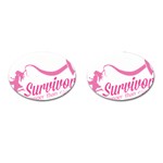 Survivor Stronger Than Cancer Pink Ribbon Cufflinks (Oval) Front(Pair)