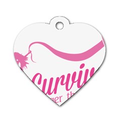 Survivor Stronger Than Cancer Pink Ribbon Dog Tag Heart (one Sided) 