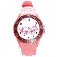 Survivor Stronger Than Cancer Pink Ribbon Plastic Sport Watch (large) by breastcancerstuff