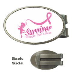 Survivor Stronger Than Cancer Pink Ribbon Money Clip (oval) by breastcancerstuff