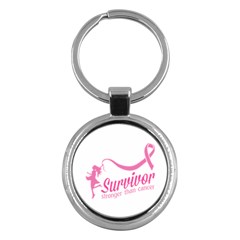 Survivor Stronger Than Cancer Pink Ribbon Key Chain (round) by breastcancerstuff