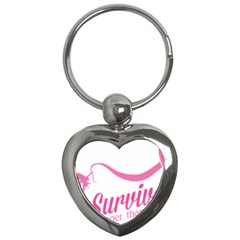 Survivor Stronger Than Cancer Pink Ribbon Key Chain (heart) by breastcancerstuff