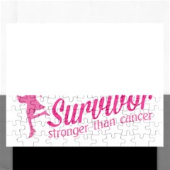 Survivor Stronger Than Cancer Pink Ribbon Jigsaw Puzzle (Rectangle)