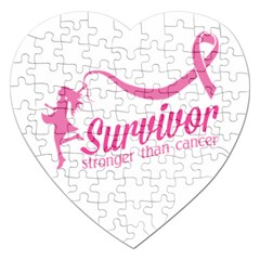 Survivor Stronger Than Cancer Pink Ribbon Jigsaw Puzzle (Heart)