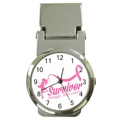 Survivor Stronger Than Cancer Pink Ribbon Money Clip With Watch by breastcancerstuff