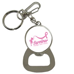 Survivor Stronger Than Cancer Pink Ribbon Bottle Opener Key Chain