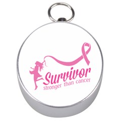 Survivor Stronger Than Cancer Pink Ribbon Silver Compass by breastcancerstuff