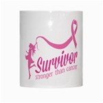 Survivor Stronger Than Cancer Pink Ribbon White Coffee Mug Center