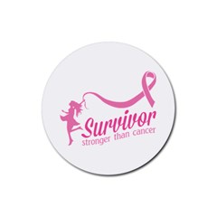 Survivor Stronger Than Cancer Pink Ribbon Drink Coaster (round) by breastcancerstuff