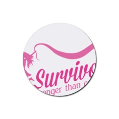 Survivor Stronger Than Cancer Pink Ribbon Drink Coasters 4 Pack (round) by breastcancerstuff