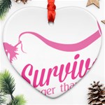 Survivor Stronger Than Cancer Pink Ribbon Heart Ornament (Two Sides) Front