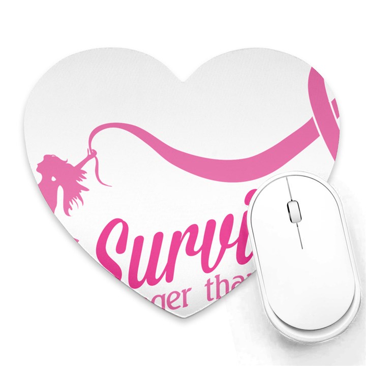 Survivor Stronger Than Cancer Pink Ribbon Mouse Pad (Heart)