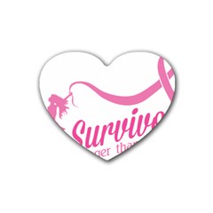 Survivor Stronger Than Cancer Pink Ribbon Drink Coasters 4 Pack (heart)  by breastcancerstuff