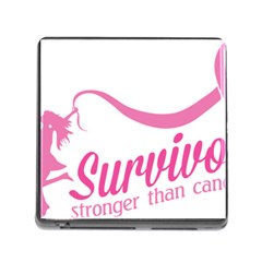 Survivor Stronger Than Cancer Pink Ribbon Memory Card Reader With Storage (square) by breastcancerstuff