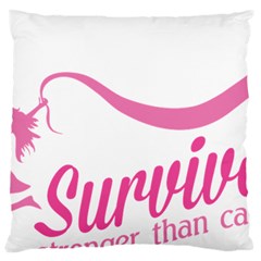 Survivor Stronger Than Cancer Pink Ribbon Large Cushion Case (single Sided)  by breastcancerstuff