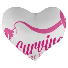 Survivor Stronger Than Cancer Pink Ribbon 19  Premium Heart Shape Cushion