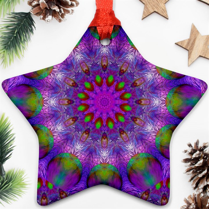 Rainbow At Dusk, Abstract Star Of Light Star Ornament