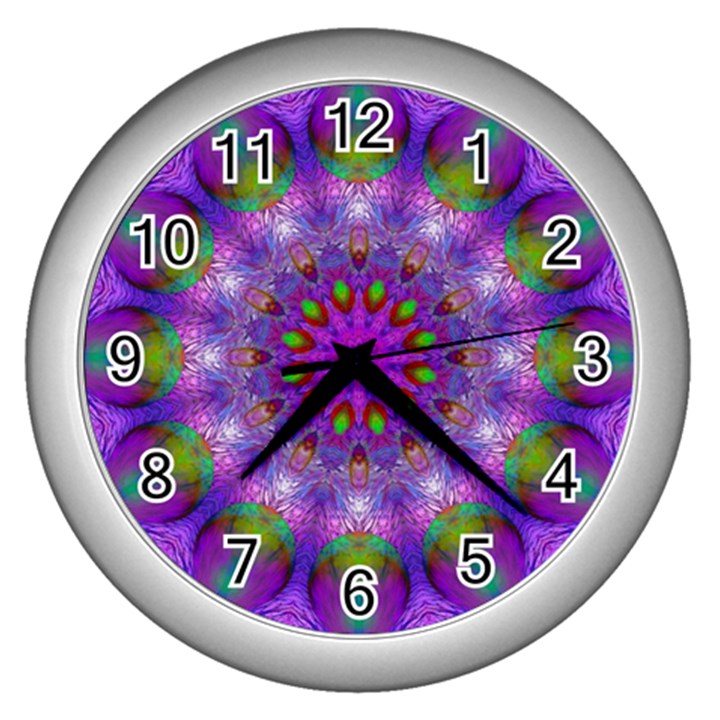 Rainbow At Dusk, Abstract Star Of Light Wall Clock (Silver)