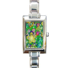 Beautiful Flower Power Batik Rectangular Italian Charm Watch by rokinronda