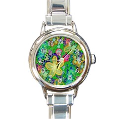 Beautiful Flower Power Batik Round Italian Charm Watch by rokinronda