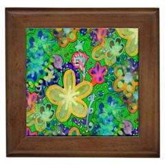 Beautiful Flower Power Batik Framed Ceramic Tile by rokinronda