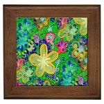 Beautiful Flower Power Batik Framed Ceramic Tile Front