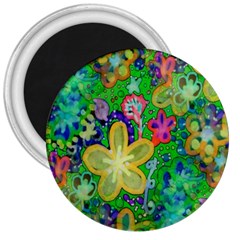 Beautiful Flower Power Batik 3  Button Magnet by rokinronda