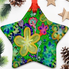 Beautiful Flower Power Batik Star Ornament by rokinronda