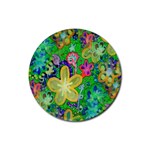 Beautiful Flower Power Batik Drink Coasters 4 Pack (Round) Front