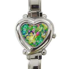 Beautiful Flower Power Batik Heart Italian Charm Watch  by rokinronda