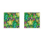 Beautiful Flower Power Batik Cufflinks (Square) Front(Pair)