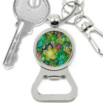 Beautiful Flower Power Batik Bottle Opener Key Chain Front