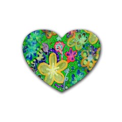 Beautiful Flower Power Batik Drink Coasters (heart) by rokinronda