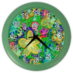 Beautiful Flower Power Batik Wall Clock (color) by rokinronda