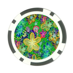 Beautiful Flower Power Batik Poker Chip by rokinronda