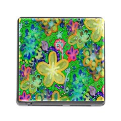 Beautiful Flower Power Batik Memory Card Reader With Storage (square) by rokinronda