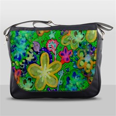 Beautiful Flower Power Batik Messenger Bag by rokinronda