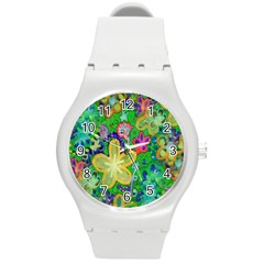 Beautiful Flower Power Batik Plastic Sport Watch (medium) by rokinronda