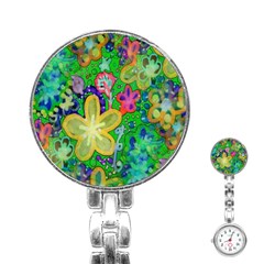 Beautiful Flower Power Batik Stainless Steel Nurses Watch by rokinronda