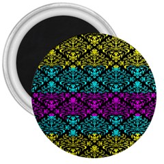 Cmyk Damask Flourish Pattern 3  Button Magnet by DDesigns