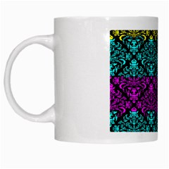 Cmyk Damask Flourish Pattern White Coffee Mug by DDesigns